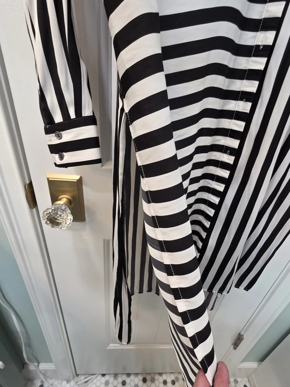 INC International Concepts Black and White Striped Tunic - Picture 6 of 11